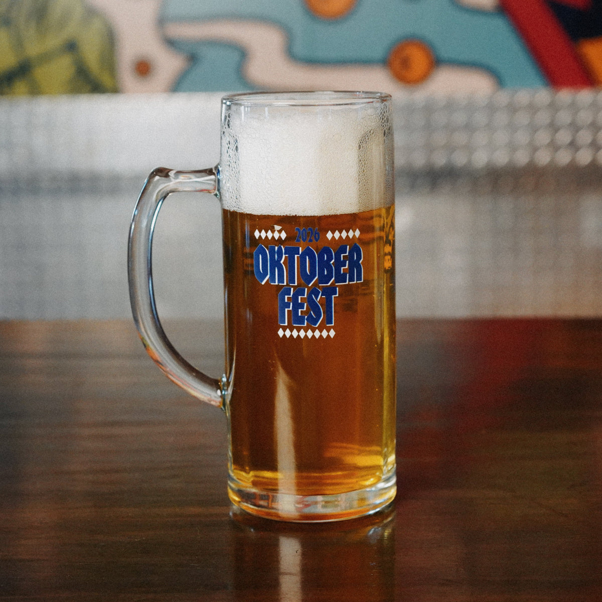 2026 Oktoberfest Tankard Glass filled with beer