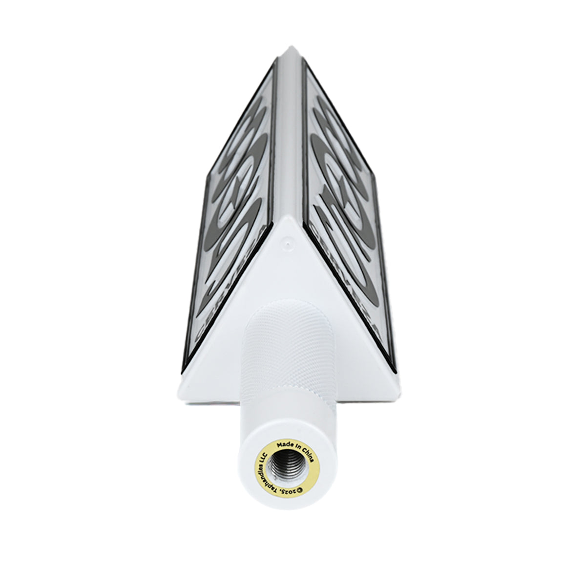 Bottom view of 805 Cerveza tap handle, showing threaded mounting hole in textured grip base