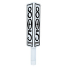 805 Cerveza beer tap handle, white square top with black "805 Cerveza" logo, textured grip base
