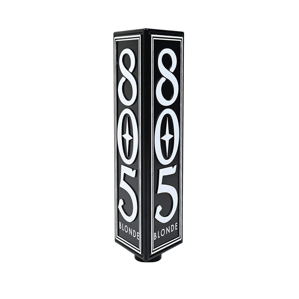 805 Blonde beer tap handle, black with white "805 Blonde" logo on two visible sides