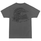 805 "Properly Chill, Cold Beer & Hot Laps" t-shirt, back print with helmet and spilled can graphic, gray