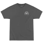 Front of 805 "Cold Beer Surf Club" t-shirt, small logo on left chest, gray