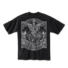 805 Aftershock t-shirt, back print with winged skeleton playing guitar over beer bottles and skulls, black
