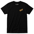 Front of Firestone Walker t-shirt, small text logo on left chest, black