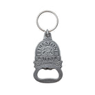 Silver metal keychain with built-in bottle opener, embossed with the Firestone Walker logo and "Since 1996"