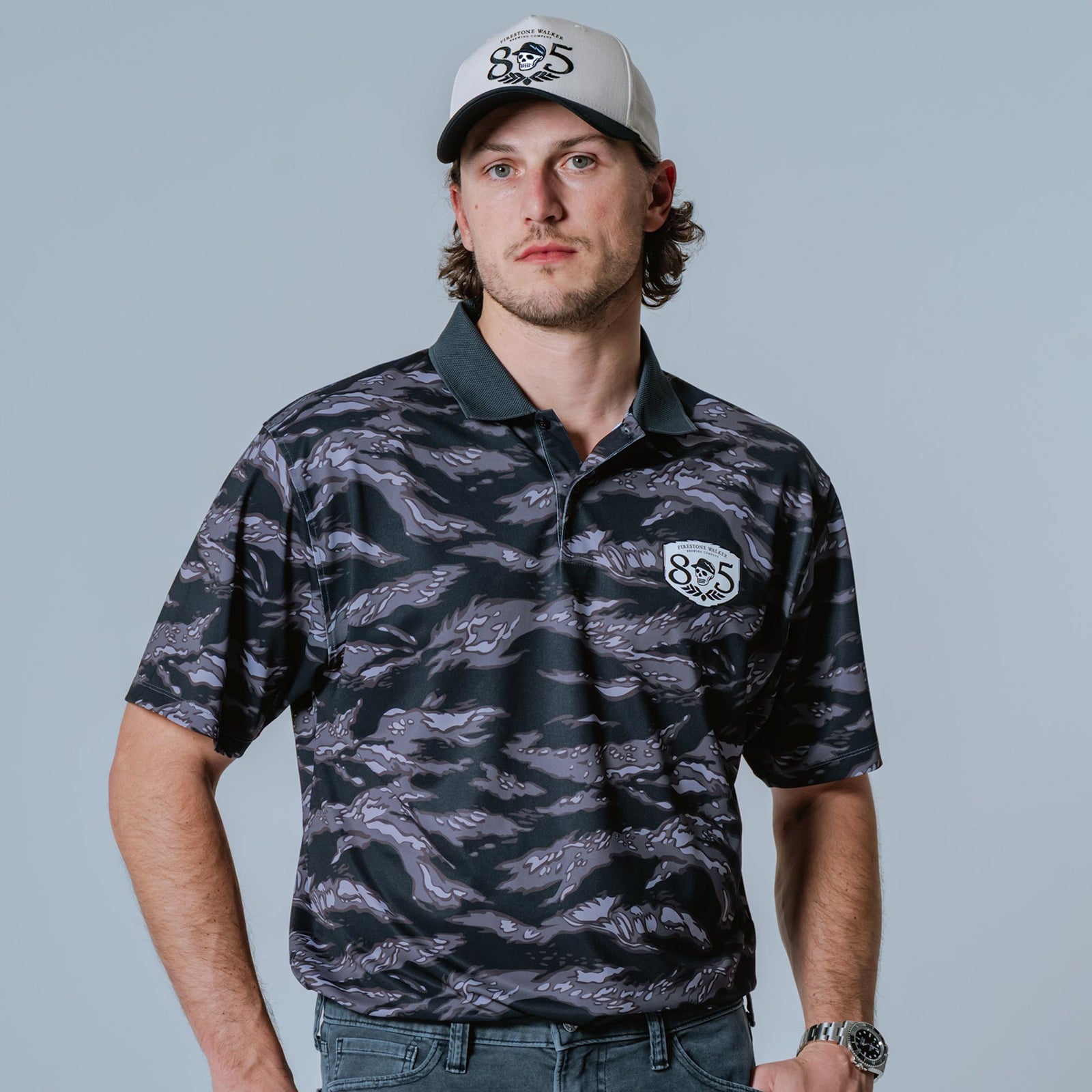 805 X Devereux Golf - Tiger Stripe Polo – Firestone Walker Brewing