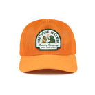 Front view of the gold Firestone Walker Good Times Ahead mesh hat with the woven patch centered above a curved gold bill.